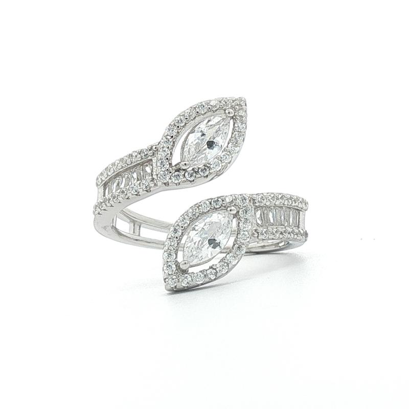خاتم فضة أصلي مفتوح بحجري ماركيز 